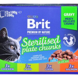 BRIT Premium Cat Sterilised Plate - drėgno kačių ėdalo - 12x100g - Image 2