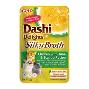 INABA CAT Dashi Delights Silky Broth Vištiena su Tunu & Šukutėmis - skanėstas katėms - 40g