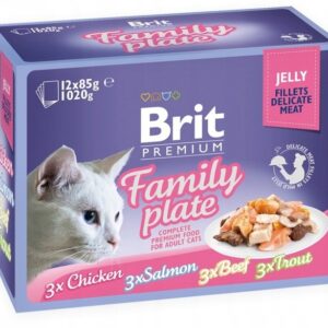 BRIT Premium Family Plate Filė drebučiuose skonių mišinys - drėgnas maistas katėms - 12x85g