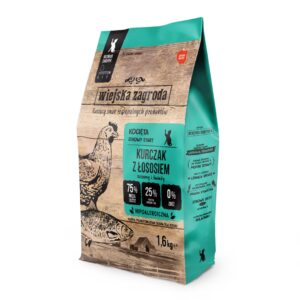 WIEJSKA ZAGRODA Chicken with salmon for kittens - sausas kačių maistas - 1,6kg
