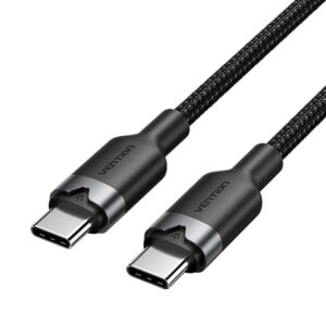 Vention USB-C į C kabelis, apipintas, 3A, 480Mbps, 60W, 2m, BK