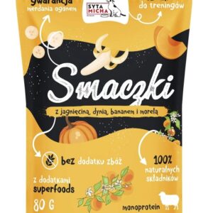 SYTA MICHA Treats with lamb, pumpkin, banana and apricot - skanėstas šuniui - 80g