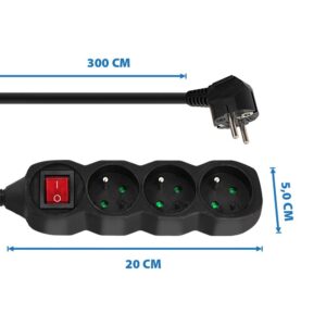 Esperanza ELK211K elektros tinklo ilgintuvas 3 m 3 AC išvestis(ys / čių) Vidaus Juoda - Image 3