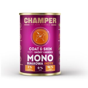 CHAMPER Coat & Skin Monoprotein Turkey  - drėgnas ėdalas šunims - 400g
