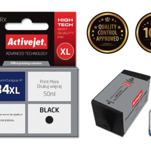 Activejet AH-934BRX rašalas (pakaitinis HP 934XL C2P23AE; Premium; 50 ml; juodas) - Image 2