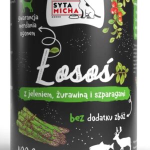 SYTA MICHA Salmon with deer, cranberries and asparagus - šlapias maistas šunims - 400g