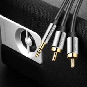 Vention BCFBF garso kabelis 1 m 3.5mm 2 x RCA Aliuminis, Juoda - Image 2