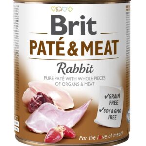 Šlapias maistas šunims BRIT PATÉ & MEAT Triušis 800 g