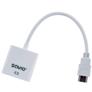 Savio CL-27B vaizdo kabelio adapteris 0,1 m HDMI A tipo (standartinis) VGA (D-Sub) Balta - Image 3