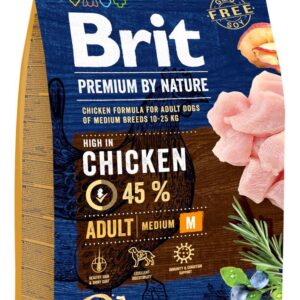 BRIT Premium by Nature Adult M - sausas šunų maistas Viščiukas - 8 kg