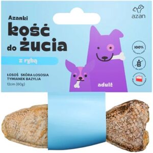 AZANKI Kaulas su lašiša lašišos odoje su čiobreliais ir baziliku žuvies formos - skanėstas šunims - 12 cm