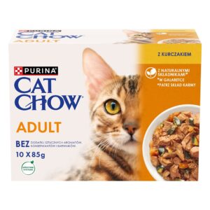 PURINA Cat Chow Chicken, Zucchini - drėgnas kačių maistas - 10x85 g