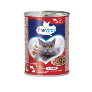 PREVITAL Cat Food su jautiena ir kepenėlėmis padaže - šlapias maistas katėms - 415 g