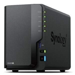 Synology DiskStation DS225+ 2 Bay NAS Desktopas „Intel® Celeron®“ J4125 2 GB DDR4 Synology DSM Juoda