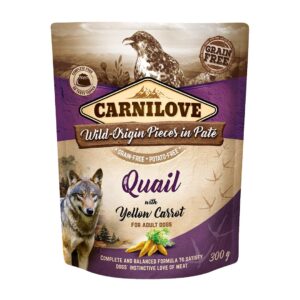 CARNILOVE Dog Pouch Quail & Yellow carrot - drėgnas ėdalas šunims - 300g