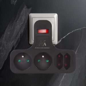 "Maclean" srovės kištukinis lizdas, keturgubas su jungikliu, stabilizuojanti kojelė, E tipo, 2x2,5A, 2x16A, MCE224 E/B - Image 2