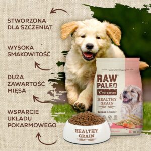 Raw Paleo Healthy Grain Puppy Lašiša ir miežiai - sausas šunų maistas - 10 kg - Image 2