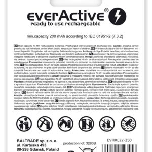 Įkraunamos baterijos everActive Ni-MH 6F22 9V 250 mAh Silver Line - Image 2