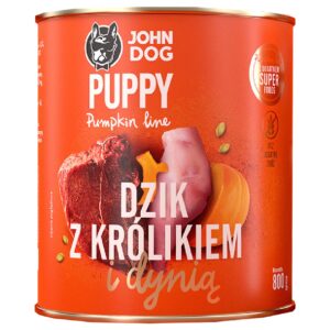 JOHN DOG Pumpkin Puppy Wild boar with rabbit and pumpkin - drėgnas ėdalas šunims - 800g