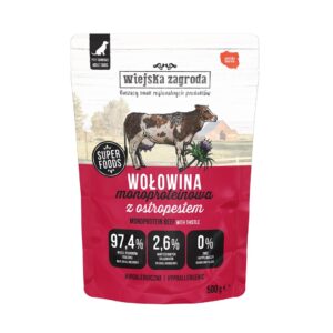 WIEJSKA ZAGRODA Monoprotein Beef - drėgnas ėdalas šunims - 500g