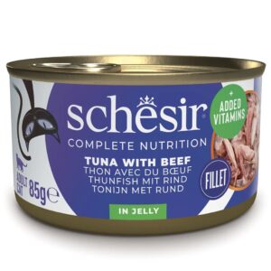 SCHESIR Tuna with beef in jelly - šlapias kačių maistas - 85g