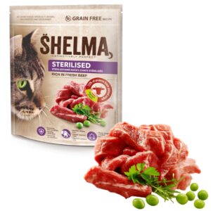 SHELMA Sterilised Rich in beef - sausas kačių maistas - 750g - Image 3