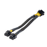 Akasa 8-Pin to 2x 4+4-Pin Adapter Cable, EPS/ATX Compatible - Black, 20cm