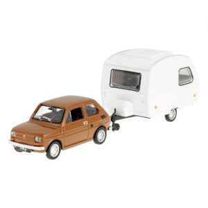 Modeliukas 1:43 Fiat 126p + Niewiadów caravan, rudos spalvos - Image 2