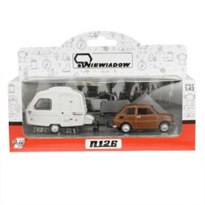 Modeliukas 1:43 Fiat 126p + Niewiadów caravan, rudos spalvos - Image 4