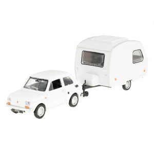 Modeliukas 1:43 Fiat 126p + Niewiadów caravan, baltos spalvos - Image 2