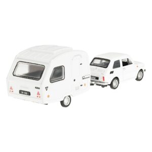 Modeliukas 1:43 Fiat 126p + Niewiadów caravan, baltos spalvos - Image 3