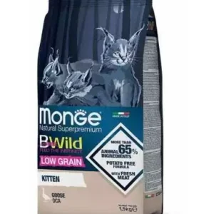 Monge BWild Kitten visavertis pašaras jauniems kačiukams su žąsiena 1,5kg
