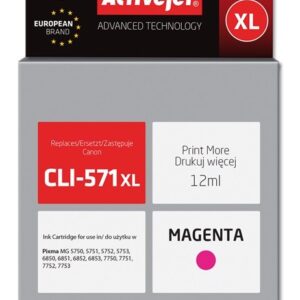 Activejet ACC-571MNX rašalas (Canon CLI-571M XL pakaitalas; Supreme; 12 ml; raudonos spalvos)