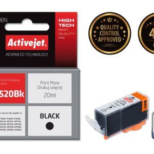 Activejet ACC-520BN rašalas (pakaitalas Canon PGI-520BK; Supreme; 20 ml; juodas) - Image 2