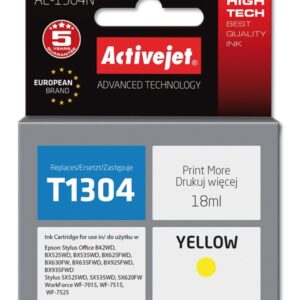 Activejet AE-1304N rašalas (pakaitinis Epson T1304 rašalas; Supreme; 18 ml; geltonas)