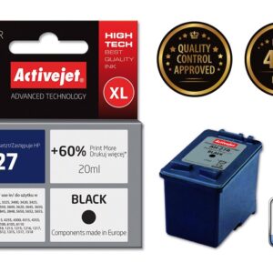 Activejet AH-27R rašalas (pakaitinis HP 27 C8727A; Premium; 20 ml; juodas) - Image 2