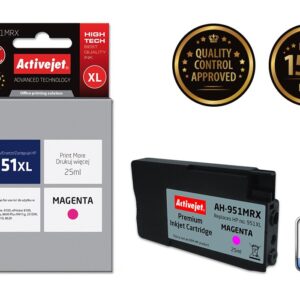 Activejet AH-951MRX rašalas HP spausdintuvams, pakaitalas HP 951XL CN047AE; Premium; 25 ml; violetinis - Image 2