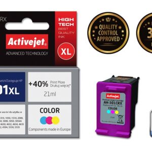 Activejet AH-301CRX rašalas (pakaitinis HP 301XL CH564EE; "Premium"; 21 ml; spalvotas) - Image 2