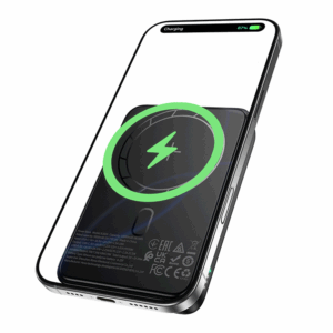 Borofone Power Bank 10000mAh BJ82A Dawn - USB + Typ C - PD 20W magnetic with induction charging juodos spalvos - Image 2