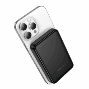 Borofone Power Bank 10000mAh BJ82A Dawn - USB + Typ C - PD 20W magnetic with induction charging juodos spalvos - Image 4