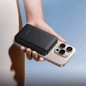 Borofone Power Bank 10000mAh BJ82A Dawn - USB + Typ C - PD 20W magnetic with induction charging juodos spalvos - Image 7