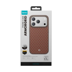 Benks Magnetic Armor Pro Armor Grid Kevlar dėklas Metal Frame 600D (YB69) skirtas Apple iPhone 17 Pro oranžinės spalvos - Image 5