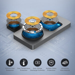 Blavec belaidis įkroviklis BQI-05 Qi 15W magnetic Magsafe 3 in 1 UniCharge (BQI05-QIMS) sidabro spalvos - Image 6