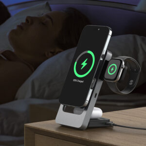 Blavec belaidis įkroviklis BQI-05 Qi 15W magnetic Magsafe 3 in 1 UniCharge (BQI05-QIMS) sidabro spalvos - Image 8