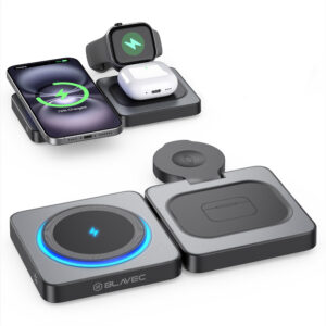 Blavec belaidis įkroviklis BQI-04 Qi 15W magnetic Magsafe 3 in 1 UniCharge (BQI04-QIMB) juodos spalvos - Image 2