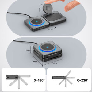 Blavec belaidis įkroviklis BQI-04 Qi 15W magnetic Magsafe 3 in 1 UniCharge (BQI04-QIMB) juodos spalvos - Image 4