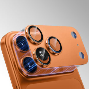 Apsauginis stiklas Tel Protect 95% AR+AF Full Metal Camera Protector on camera skirta Apple iPhone 17 Pro Max orange (camera island) - Image 4