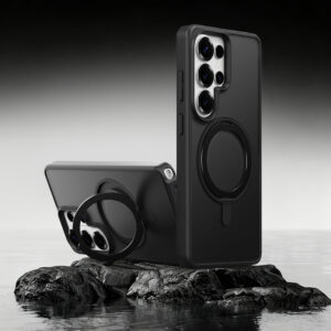 Rock dėklas Rotating Stand Soft Touch Series Magnetic skirtas Samsung Galaxy S26 Ultra juodos spalvos - Image 2