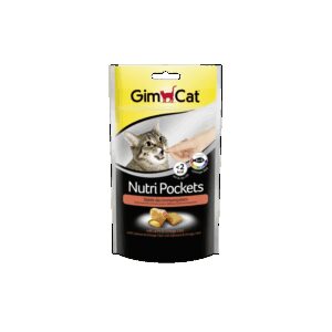 GimCat Nutri Pockets with Salmon & Omega 3&6 skanėstai katėms su Lašiša, Omega 3 ir 6 riebalų rūgštimis 60g