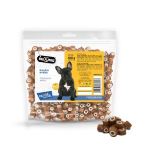 Hau&Miau minkšti mini žuvies žiedai 500g - Image 1
